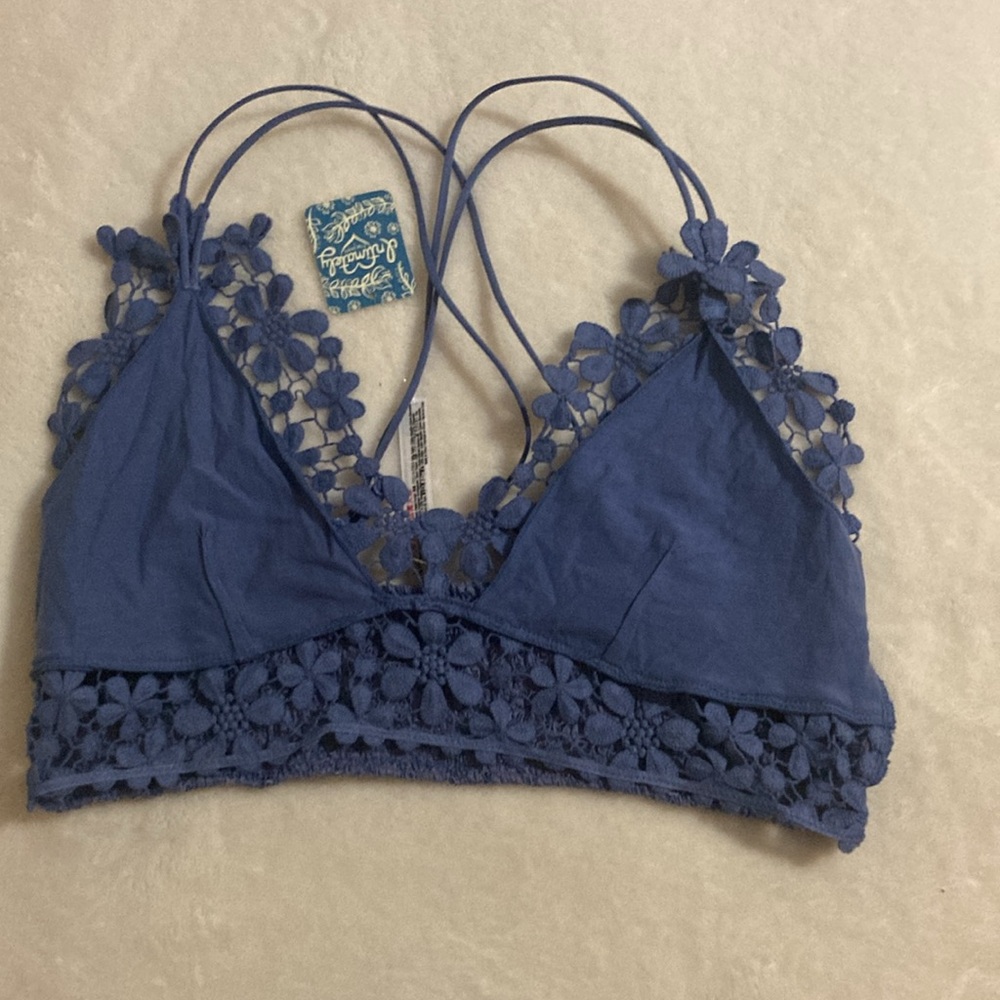 Free People Bluebell bralette/ top, blue, L NWT - Picture 3 of 8